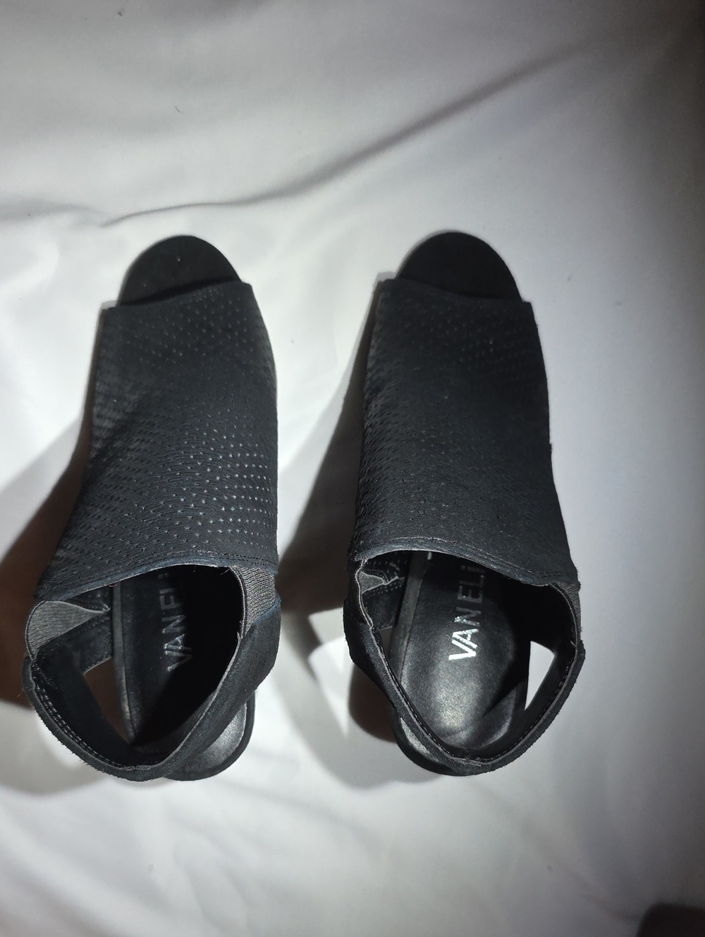 Vaneli Black Perforated Open-Toe Slingback Mules